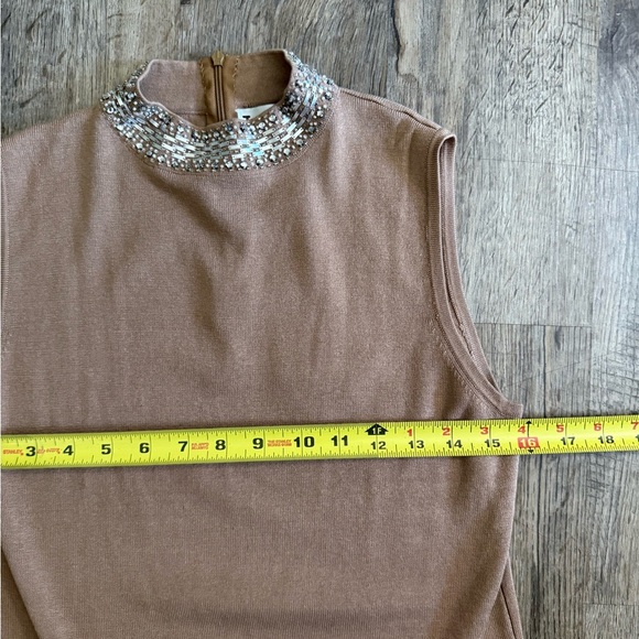 Joseph A • Silk High Neck Choker Embellished Sleeveless Blouse - Picture 6 of 11